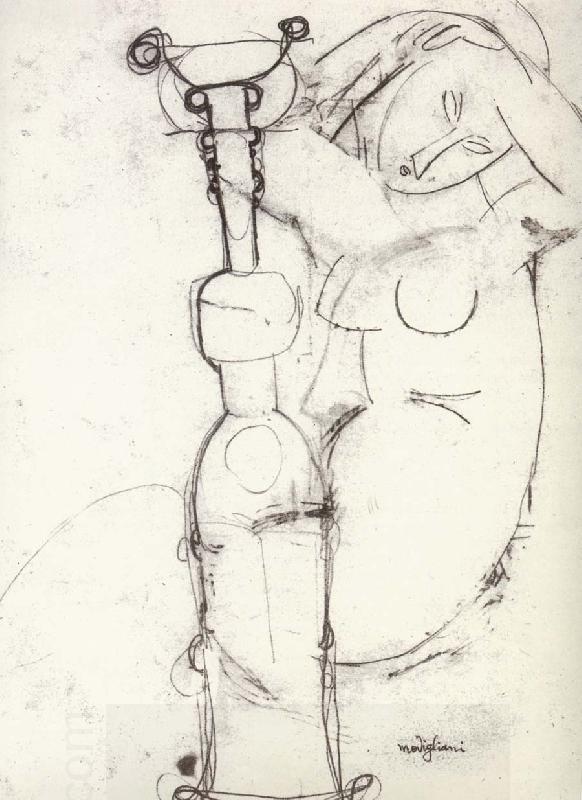 Amedeo Modigliani Sheet of Studies with African Sculpture and Caryatid